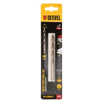 Сверло по металлу, 7 мм, HSS Co-8%// Denzel 71449 купить в Надыме