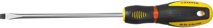 Отвертка STAYER "PROFI" "PROTech", двухкомп рукоятка, намагниченная, Cr-Mo, SL6,0x150мм 25131-06-15_z02 купить в Надыме