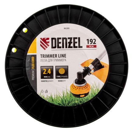 Леска для триммера круглая Denzel, 2,4мм х 192м, на DIN катушке FLEX CORD, 96280 купить в Надыме