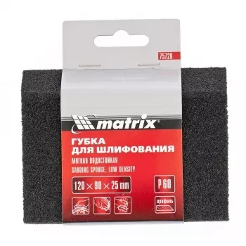 Губка для шлифования 120 х 90 х 25 мм трапеция мягкая P80 MATRIX 75729 купить в Надыме