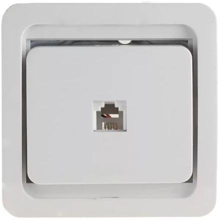 Розетка СВЕТОЗАР "ГАММА" телефонная одинарная, цвет белый SV-54117-W купить в Надыме