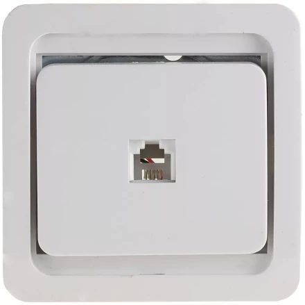 Розетка СВЕТОЗАР "ГАММА" телефонная одинарная, цвет белый SV-54117-W купить в Надыме