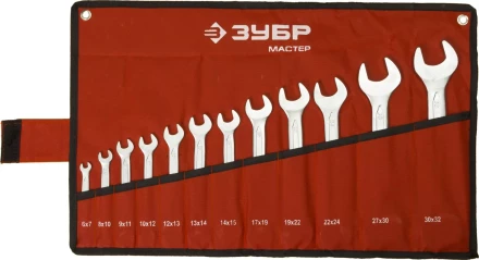 Набор ЗУБР "МАСТЕР": Ключ гаечный рожковый, Cr-V сталь, хромированный, 6-32мм, 12шт 27010-H12 купить в Надыме