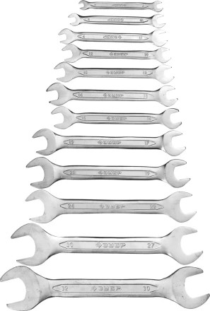 Набор ЗУБР "МАСТЕР": Ключ гаечный рожковый, Cr-V сталь, хромированный, 6-32мм, 12шт 27010-H12 купить в Надыме