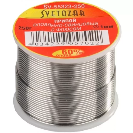 Припой СВЕТОЗАР оловянно-свинцовый, 60% Sn / 40% Pb, 250гр SV-55323-250 купить в Надыме