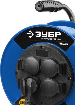 Удлинитель на катушке &quot;ПВС 315&quot;, 50 м, 3500 Вт, 4 гнезда, IP44, ПВС 3х1,5 кв мм, ЗУБР 55081-50 купить в Надыме