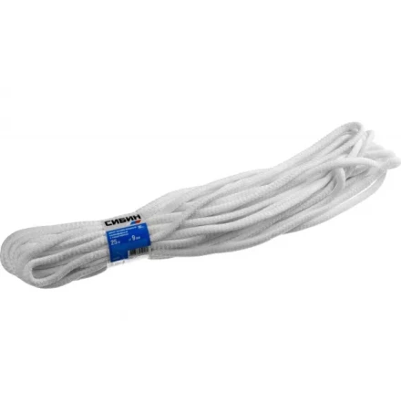 Шнур хозяйственный СИБИН, полиэфирный, длина 25 м, диаметр - 9мм 50269 купить в Надыме