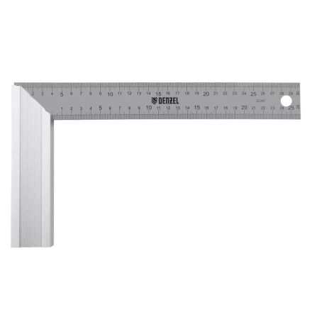 Угольник стальной 300 мм, нержавеющая сталь, градуировка, алюминиевое основание Denzel 32397 купить в Надыме