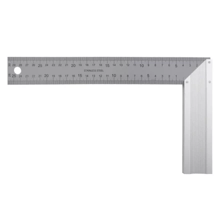 Угольник стальной 300 мм, нержавеющая сталь, градуировка, алюминиевое основание Denzel 32397 купить в Надыме