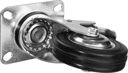 Колеса поворотные с тормозом из литой резины с металлическим диском серия ПРОФЕССИОНАЛ купить в Надыме