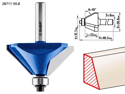 ЗУБР 50.8 x 27 мм, фреза кромочная калевочная (фасочная) №9, Профессионал (28711-50.8) купить в Надыме