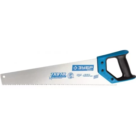 Ножовка по дереву (пила) ЗУБР ЛЕВША-6 450 мм, 6TPI, прямой зуб, быстрый рез поперек волокон, для крупных и средних заготовок, закалка, 2K рукоятка 15230-45 купить в Надыме