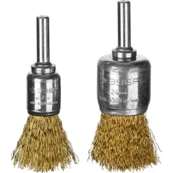 ЗУБР "ПРОФЕССИОНАЛ". Набор щеток кистевых для дрели, витая стальная латунированная проволока 0,3мм, для дрели, 2шт 3532-H2_z02