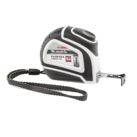 Рулетка Autostop 3 м х 16 мм двухкомпонентный корпус автоматическая фиксация MATRIX 32550 купить в Надыме