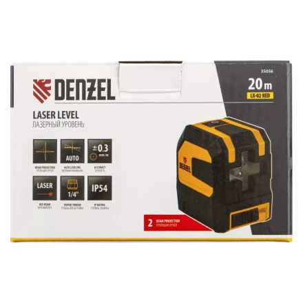 Лазерный уровень LX 02 Red, 20 м, 635 нм, резьба 1/4" Denzel 35056 купить в Надыме