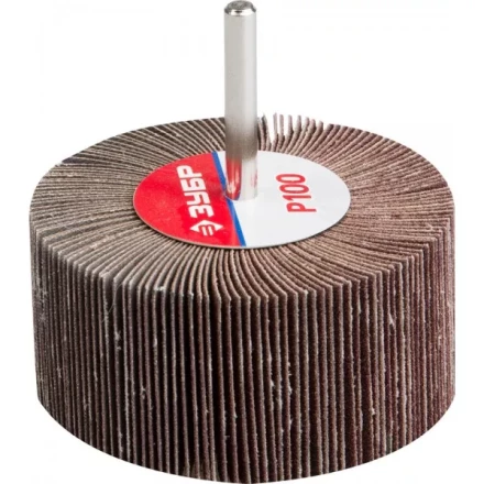 Круг шлифовальный ЗУБР "МАСТЕР" веерный лепестковый, на шпильке, тип КЛО, зерно-электрокорунд нормальный, P100, 40х80мм 36604-100 купить в Надыме