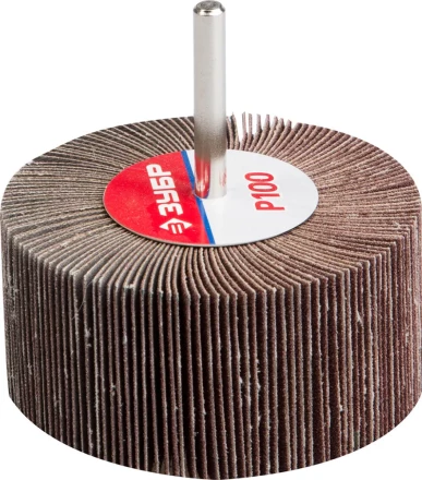 Круг шлифовальный ЗУБР "МАСТЕР" веерный лепестковый, на шпильке, тип КЛО, зерно-электрокорунд нормальный, P100, 40х80мм 36604-100 купить в Надыме