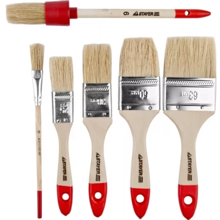 Набор STAYER "STANDARD" "UNIVERSAL": Кисти, светлая натуральная щетина, деревянная ручка, 6шт 0162-H6_z01 купить в Надыме