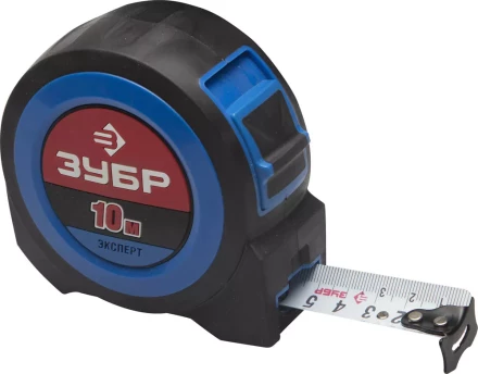 Рулетка ЗУБР, сверхширок полотно, особо длинный вылет, нейлон покрытие, упрочненный двухкомп корпус, 10м/27мм 34059-10-27 купить в Надыме