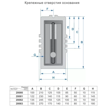 Тиски  машинные крестовинные 125мм 20082 купить в Надыме