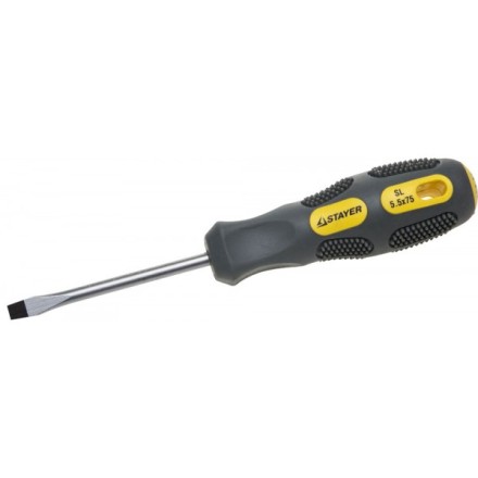 Отвертка STAYER &quot;PROFESSIONAL&quot; &quot;MAX-GRIP&quot; слесарная, Cr-V, намагниченная, SL 5,5х75мм 2580-05-075 G купить в Надыме