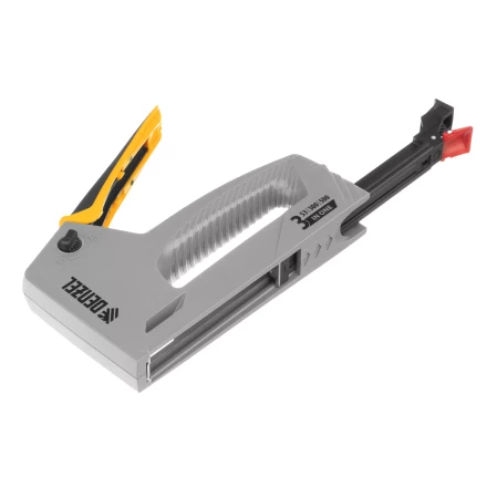 Степлер мебельный Denzel 40213, пластиковый корпус, тип 53, 6-14 мм, тип 300, 15 мм, тип 500, 15 мм купить в Надыме