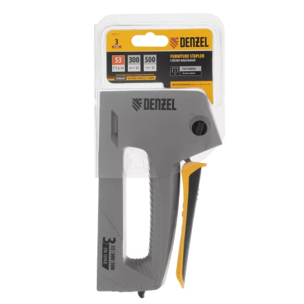 Степлер мебельный Denzel 40213, пластиковый корпус, тип 53, 6-14 мм, тип 300, 15 мм, тип 500, 15 мм купить в Надыме