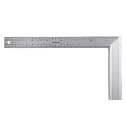 Угольник стальной 400 мм, нержавеющая сталь, градуировка, алюминиевое основание Denzel 32398 купить в Надыме