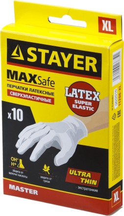 Перчатки STAYER &quot;MASTER&quot; латексные экстратонкие, L, 10шт 11206-L купить в Надыме