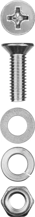 Винт (DIN965) в комплекте с гайкой (DIN934), шайбой (DIN125), шайбой пруж. (DIN127), M6 x 20 мм, 12 шт, ЗУБР 303456-06-020 купить в Надыме