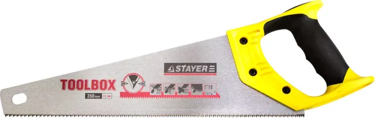 Ножовка многоцелевая (пила) STAYER TOOLBOX 350 мм, 11 TPI, мелкий прямой закаленный зуб, точный рез 2-15091-45 купить в Надыме