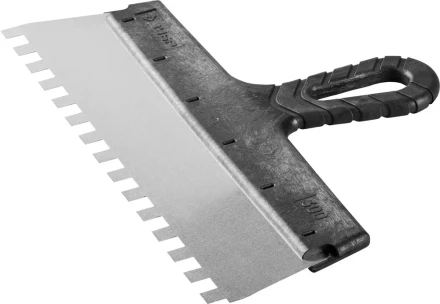 Шпатель ЗУБР "МАСТЕР" ФАСАДНЫЙ, нержавеющее полотно, 300мм, зуб 10х10мм 10078-30-10 купить в Надыме