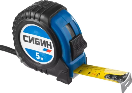 Рулетка СИБИН, обрезиненный пластиковый корпус, 5м/19мм 34019-05-19 купить в Надыме