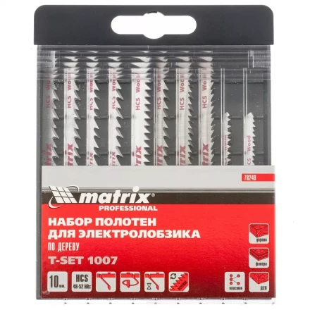 Набор полотен для электролобзика по дереву 10 шт T-SET1007 Matrix 78249 купить в Надыме