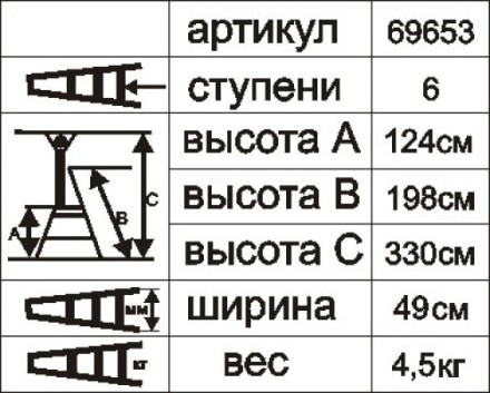 Стремянка алюминиевая Энкор 6 ступеней 69653 купить в Надыме