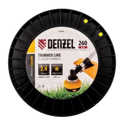 Леска для триммера звезда Denzel, 2,4мм х 260м, на DIN катушке FLEX CORD, 96286 купить в Надыме