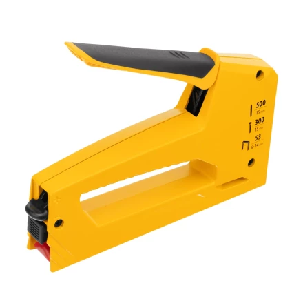 Степлер мебельный Denzel 40214, алюминиевый корпус, тип 53, 6-14 мм, тип 300, 15 мм, тип 500, 15 мм купить в Надыме