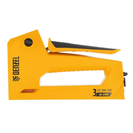 Степлер мебельный Denzel 40214, алюминиевый корпус, тип 53, 6-14 мм, тип 300, 15 мм, тип 500, 15 мм купить в Надыме