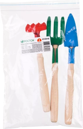 Набор РОСТОК для ухода за комнатными растениями с деревянными ручками: Вилка, грабельки, совок, 3 предмета 421428-H3 купить в Надыме
