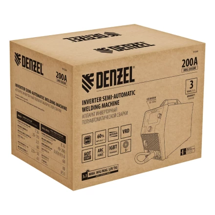 Аппарат инвертор. полуавтомат. cварки Denzel IMIG-205SDR, 200 А, ПВ 60%, катушка 5 кг купить в Надыме