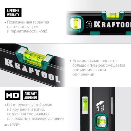 Профессиональный магнитный уровень с зеркальным глазком KRAFTOOL 34784 купить в Надыме