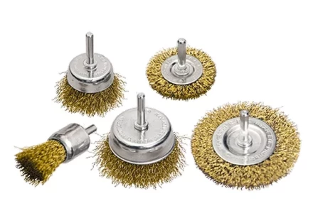 Набор щеток для дрели 5 шт 2 плоские 50-75 мм + 3 "чашки" 25-50-75 мм со шпильками MATRIX 74492 купить в Надыме