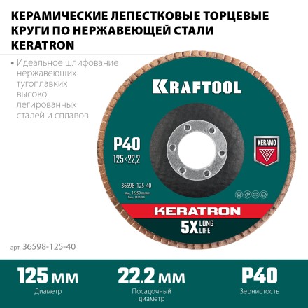 Круги лепестковые керамические торцевые 36598-125-40 купить в Надыме
