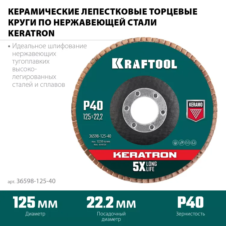 Круги лепестковые керамические торцевые 36598-125-40 купить в Надыме