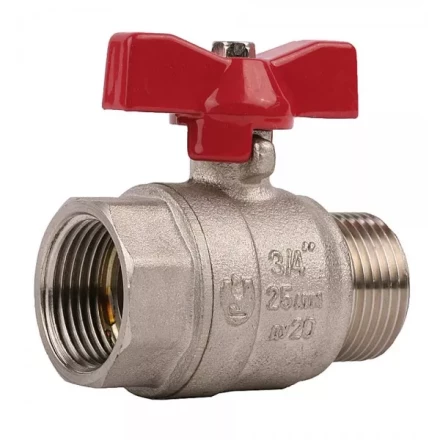 Кран ЗУБР шаровой 3/4" полнопроходной "мама-папа", бабочка, никелированная латунь 51354-N-3/4 купить в Надыме