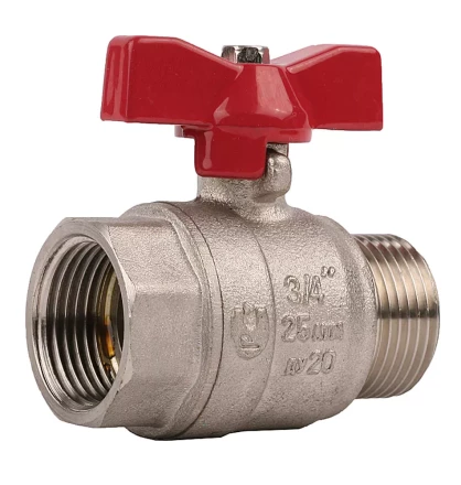 Кран ЗУБР шаровой 3/4" полнопроходной "мама-папа", бабочка, никелированная латунь 51354-N-3/4 купить в Надыме