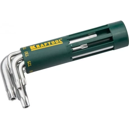 Набор KRAFTOOL: Ключи имбусовые короткие, Cr-Mo сталь, держатель-рукоятка, TORX Hole, T10-T50, 8 пред 27433-1_z01 купить в Надыме