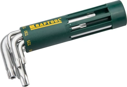 Набор KRAFTOOL: Ключи имбусовые короткие, Cr-Mo сталь, держатель-рукоятка, TORX Hole, T10-T50, 8 пред 27433-1_z01 купить в Надыме