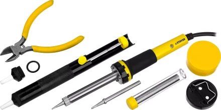 Набор STAYER "PROFI" для паяльных работ, паяльник 55300 + подставка + припой + жало сменное + шприц + насадка на жало + канифоль + кусачки, 60 Вт 55314-60-H8 купить в Надыме
