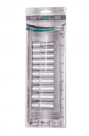 Набор удлиненных торцевых головок 3/8 шестигранные CrV 10 шт 8-19 мм Stels 13604 купить в Надыме